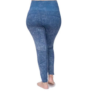 High Waist Reflective Seamless <b>Yoga</b> Leggings Full Length Textured Mesh Panel Four-Way Stretch Spandex Nylon Eco-Friendly <b>Pants</b> - Product Image 3