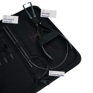 Kit de herramientas al por mayor para extensiones de cabello negro con alicate removedor de anillos nano, herramienta de instalación con gancho y agujas curvas para coser. - Product Image 3