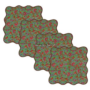 Juego de Servilletas de Alta Calidad con Borde Festoneado de Colores, Personalizables, Cuadradas, Bordadas, con Diseños Florales Indios Impresos a Mano - Product Image 6