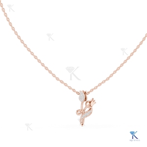 Collier pendentif fleur de tulipe en diamant de laboratoire, or massif 14K/18K, bijou floral botanique pour femme, idéal pour mariage et soirée - Product Image 2