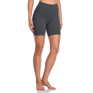 Shorts Deportivos de Cintura Alta para Mujer, Color Gris Oscuro, Transpirables, de Secado Rápido, Cintura Elástica, para Correr, Yoga, Gimnasio - Product Image 1