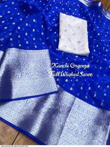 Kanchipuram Organza Jacquard Multi Sequence Emrodairy Full Worked Saree With <b>Raw</b> <b>Silk</b> Sequence Blouse saree Indian saree - Product Image 2