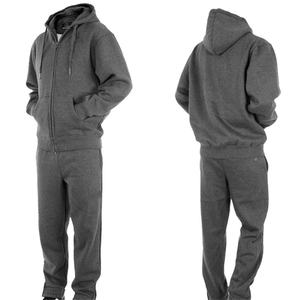 Unisex Gray <b>Tracksuit</b> With <b>Pink</b> Trim Hooded Sweatshirt And Pants Set Casual Autumn Wear For Adults Full Length 100% Cotton - Product Image 6