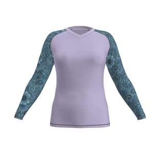 Custom Women Long Sleeve Rash Guard With Floral Print Anti UV <b>Compression</b> <b>Shirt</b> Spandex Polyester Full Sleeve Top - Product Image 1
