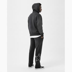 Unisex Hooded Fleece Tracksuit Set Digital Print Custom Printed Solid Rhinestone Logo <b>Full</b> <b>Zip</b> <b>Sweatshirt</b> Regular Fit Sweatpants - Product Image 4