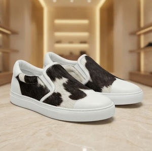 Cow Print Fur <b>Slip</b>-<b>On</b> Sneakers Round Toe Cushioned Rubber Outsole EVA Midsole All Seasons Canvas Lining - Product Image 2
