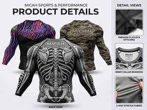 Camiseta de Compresión Unisex para MMA, Spandex/Poliéster, UPF50+, Anti-UV, Secado Rápido, Transpirable, Ecológica, 220g, Protección Completa - Product Image 4