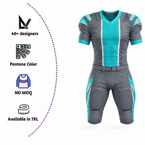 Conjunto de Uniforme de Fútbol Americano Personalizado para Hombre, Sublimado, Cuello en V, Manga Corta, Poliéster Transpirable, Ajustado, para Todas las Temporadas - Product Image 5