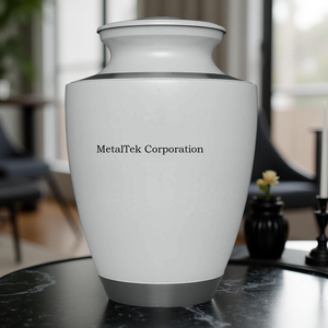 Vente chaude Grandes Urnes Crématoires Blanches Couleurs Personnalisées Adulte Cendres Commémoratives Souvenir Pots En Métal pour Cérémonie Funéraire Américaine - Product Image 2
