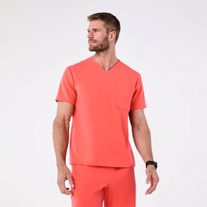 Ensemble de blouses médicales pour hommes, col en V, manches courtes, uniforme d'infirmier, vêtements de travail pour le secteur de la santé, logo personnalisé, fabricant OEM, vente en gros - Product Image 3