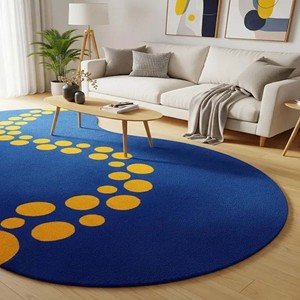 Alfombra de Lujo Hecha a Mano, Moderna, Abstracta, Azul y Amarilla, Alfombra de Lana Suave de Diseño para Sala de Estar, Dormitorio, Decoración del Hogar - Product Image 3