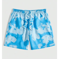 Shorts de Baño para Hombre, Diseño de Nubes, Secado Rápido, Cintura Media, Cordón Ajustable, Casuales, de Poliéster, Colores y Tallas Personalizables