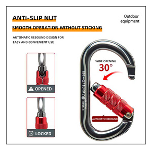 <span class=keywords><strong>Mousqueton</strong></span> en alliage d'aluminium en forme de O/D avec verrouillage à vis, résistance à la rupture de 1500 kg pour l'escalade, l'alpinisme, la <span class=keywords><strong>tyrolienne</strong></span> et la sécurité en extérieur - Product Image 2