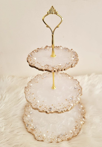 Soporte para Pastel de Resina Epoxi Duradero y de Alta Calidad con Bordes Dorados Brillantes y Varilla Dorada, Utensilio Decorativo Esencial para la Cocina - Product Image 6