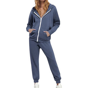 <b>Women</b> Oversized Solid Color <b>Knitted</b> Sweatshirt And <b>Joggers</b> Set Full Sleeve Autumn Wear Breathable Casual Outfit - Product Image 2