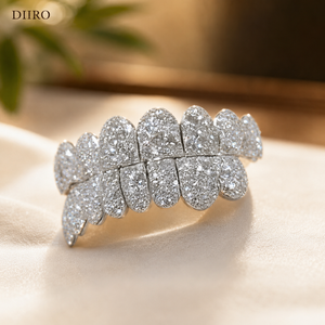 Grillz Moissanite Glamour Plaqué Or 18K avec Micro-Incrustation de Diamants Ronds Brillants pour Dents - Product Image 2