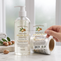 Étiquette de shampooing transparente de luxe personnalisée, logo personnalisé, autocollant en vinyle imperméable, étiquettes d'emballage de produits cosmétiques