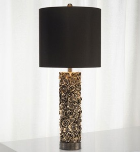 Floral Design <b>Table</b> <b>Lamp</b> Textured <b>Base</b> Gold Finish Decorative <b>Lamp</b> Modern Luxury Home Decor Designer Flower Pattern Indian - Product Image 1