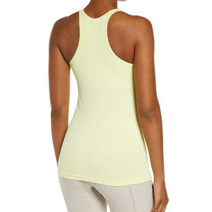 Camiseta sin mangas de lona tejida transpirable de la mejor calidad para mujer, talla grande, con logo frontal, de secado rápido, poliéster ecológico, color sólido, para actividades deportivas. - Product Image 3