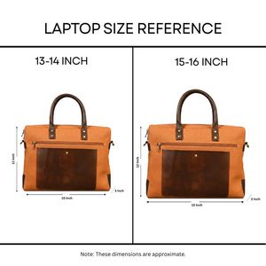 Porte-documents classique en toile pour ordinateur portable, couleur orange bicolore, sac de bureau professionnel durable avec poignées en cuir et bandoulière - Product Image 4