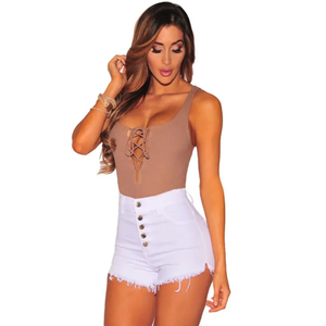 Nuevos shorts vaqueros de cintura alta para mujer, control de abdomen, con dobladillo vaquero, ideales para el verano. - Product Image 5