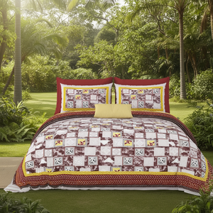 Alankar 120TC Bedding Set Queen Size 100x108 Inch Solid <b>Pattern</b> <b>Fitted</b> & Flat Bed <b>Sheets</b> with 2 Pillow Covers for Home Hotel - Product Image 3