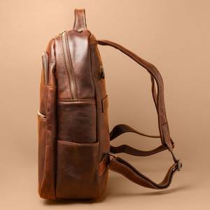 Heavy Duty <b>Waterproof</b> Genuine Leather Rucksack Vintage Anti-Theft Laptop <b>Backpack</b> for International Travel LBP-0353 - Product Image 2