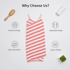 Wearable <b>Pink</b> Solid Color Terry Cloth Polyester Hypoallergenic <b>Bath</b> <b>Towel</b> Dress for Women Adult Beach SPA Use Machine Washable - Product Image 3