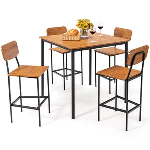 Juego de Comedor Industrial de 5 Piezas con Mesa Alta y 4 Taburetes de Bar - Product Image 1
