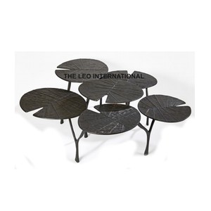 Mesas de Centro de Aluminio con Diseño de Flor de Loto, Muebles Decorativos para el Hogar, Mesas Negras Modernas para Decoración de Sala de Estar - Product Image 1