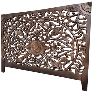 Cabecero de Cama Smart Art con Tallado de Madera Mandala, Acabado Cobre Marrón, Tamaño Cal King, de Madera Sintética, Tallado a Mano, Montado en la Pared - Product Image 4