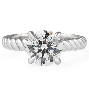 Bague de fiançailles et d'anniversaire en or jaune plaqué rhodium avec diamant rond brillant de 2,08 carats tressé - Product Image 1