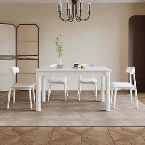 Table à manger rectangulaire élégante personnalisée Daystar Trade, structure en bois massif, plateau en marbre, contemporaine, 4 places, pour la famille - Product Image 3