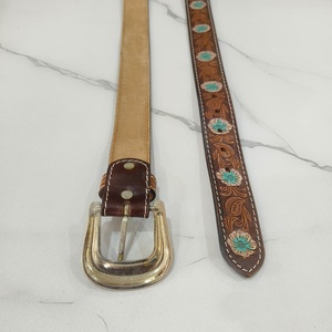 Venta al por mayor de cinturones de cuero vintage con diseño floral, hechos a mano, estilo western, nuevos, de diseñador, genuinos, de alta calidad, juego de 6 piezas. - Product Image 2