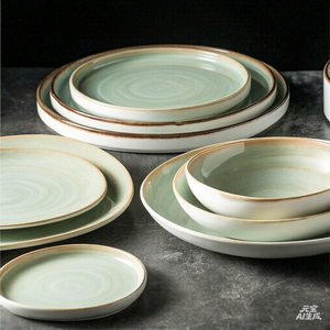 ชุดอาหารเซรามิกเคลือบลายเขียวแบบคลาสสิก ทนทาน เป็นมิตรกับสิ่งแวดล้อม ปลอดสาร BPA - Product Image 1
