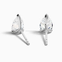 Anting-anting stud unisex berlian buatan laboratorium potongan pir 2 karat, emas putih padat 14k, 1,75g, mewah, bersertifikat pernikahan