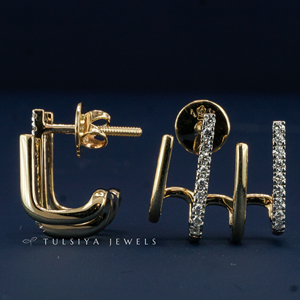 Boucles d'oreilles clous de luxe en or 14 carats avec diamants de laboratoire pour hommes et femmes, coupe ronde classique, éclat brillant, pour usage quotidien, élégantes et tendance - Product Image 1