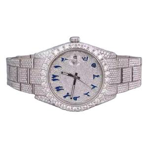 Montre de luxe pour homme, mécanique automatique, mouvement ETA, verre saphir, aiguille, moissanite VVS, couleur D, élégante, prestige, luxe - Product Image 1