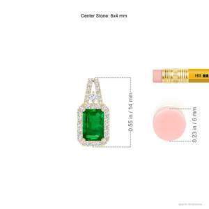 14K <b>Solid</b> <b>Gold</b> Natural Emerald-Cut Emerald Halo <b>Pendant</b> With Natural Diamond Fine Jewellery Anniversary Gift For Her 2026 - Product Image 2