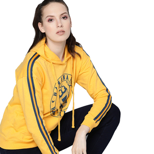 Sudadera con capucha amarilla para mujer con estampado de Minion y rayas laterales, sudadera informal con bolsillos, diseño de logotipo frontal, ropa de otoño - Product Image 3