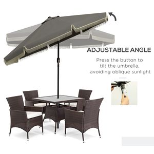 Ombrellone da Esterno 2,5m 2,7m 3m con Manovella Inclinabile, Design Arricciato, 8 Stecche, Grigio Scuro per Giardino, Terrazza, Piscina, Mare - Product Image 4