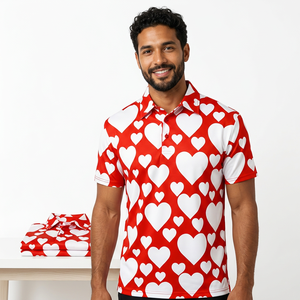 Polo Casual de Punto de Manga Corta con Estampado Rojo y Blanco para Hombre - Product Image 5
