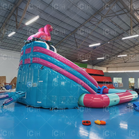 Tobogán Acuático Inflable para Jardín con Piscina, Diseño de Flamencos, Casa de Brinco para Niños, Diversión Familiar al Aire Libre, Fiesta de Verano, Parque Acuático