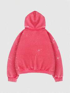 Sudaderas con Capucha de Algodón y Forro Polar con Pedrería en Toda la Superficie, Estilo Oversize para Hombre, Acabado Brillante, Suministro de Marca Personalizada para Streetwear - Product Image 2