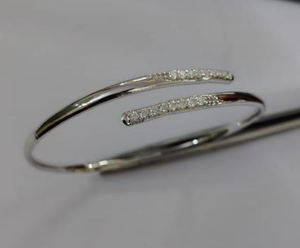 925 Sterling <b>Silver</b> Moissanite <b>Cuff</b> <b>Bracelet</b> Gift For Woman Party & Anniversary - Product Image 2