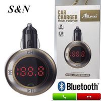 Cargador de Coche con Adaptador de Plástico S&N, con USB 2.0, Transmisor FM Manos Libres, Pantalla LED, Puertos USB Duales para Teléfonos Móviles