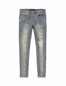 Vaqueros acampanados azules claros rasgados y transpirables de cintura alta para hombre, estilo vintage, desgastados, lavados, lisos, de streetwear y hip hop. - Product Image 5