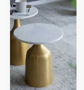 Coffee Corner Contemporary <b>Marble</b> Top Coffee <b>Table</b> With Brass Base Modern Living Room Furniture Decorative Accent <b>Table</b> - Product Image 1