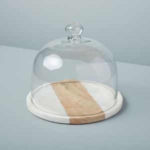 Designer <b>Marble</b> <b>Cake</b> Dome With Premium Glass Cover For Kitchen Counter Decoration And Food Presentation Display - Product Image 1