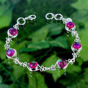 Pulsera Ajustable con Cuentas Facetadas de Ópalo Rosa Fuego, Plata de Ley 925, Joyería de Lujo, Regalo para Mujer, Día de San Valentín, Elegante - Product Image 1